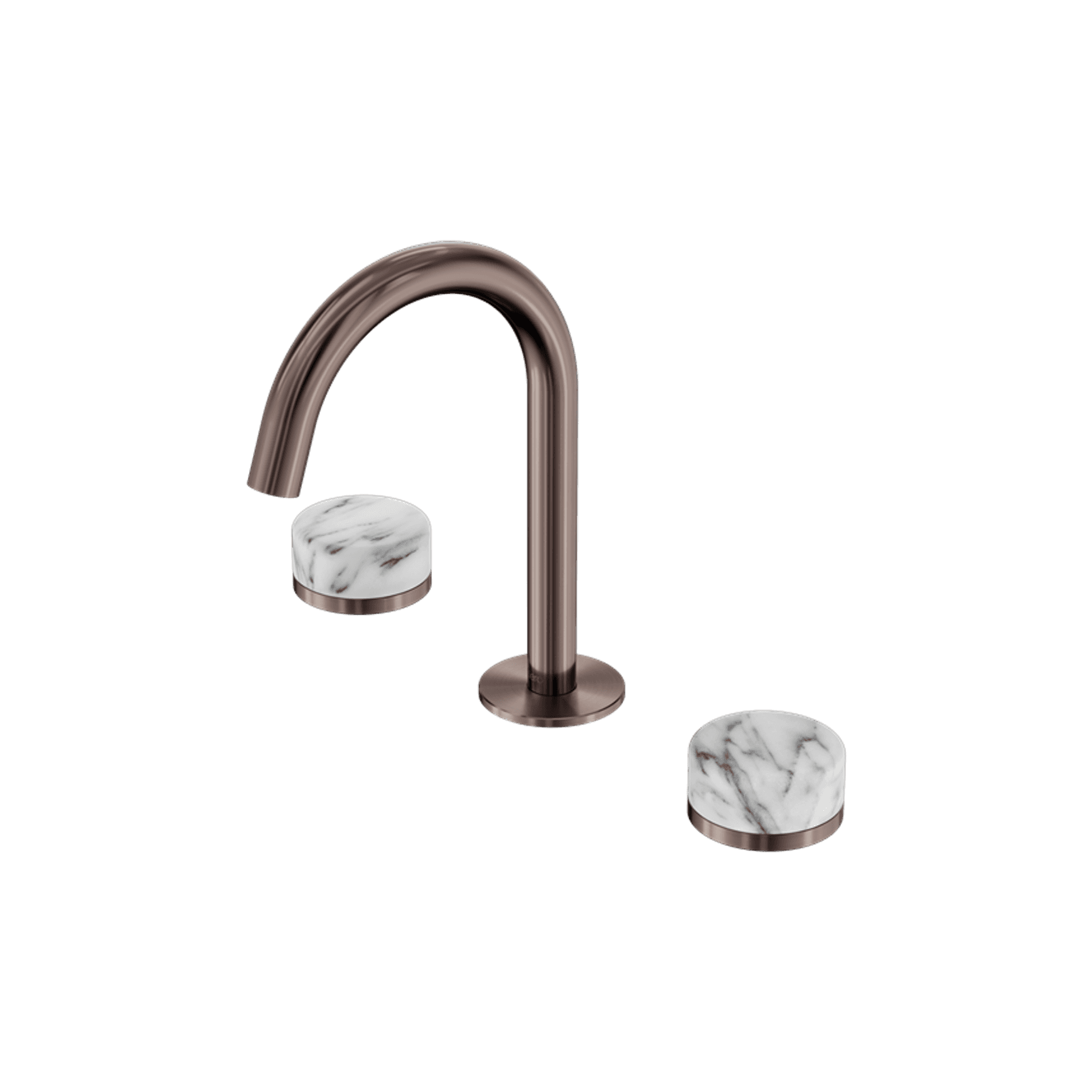 Serenity Basin Set Arc Spout With Arabescato Corchia Handle Brushed Bronze