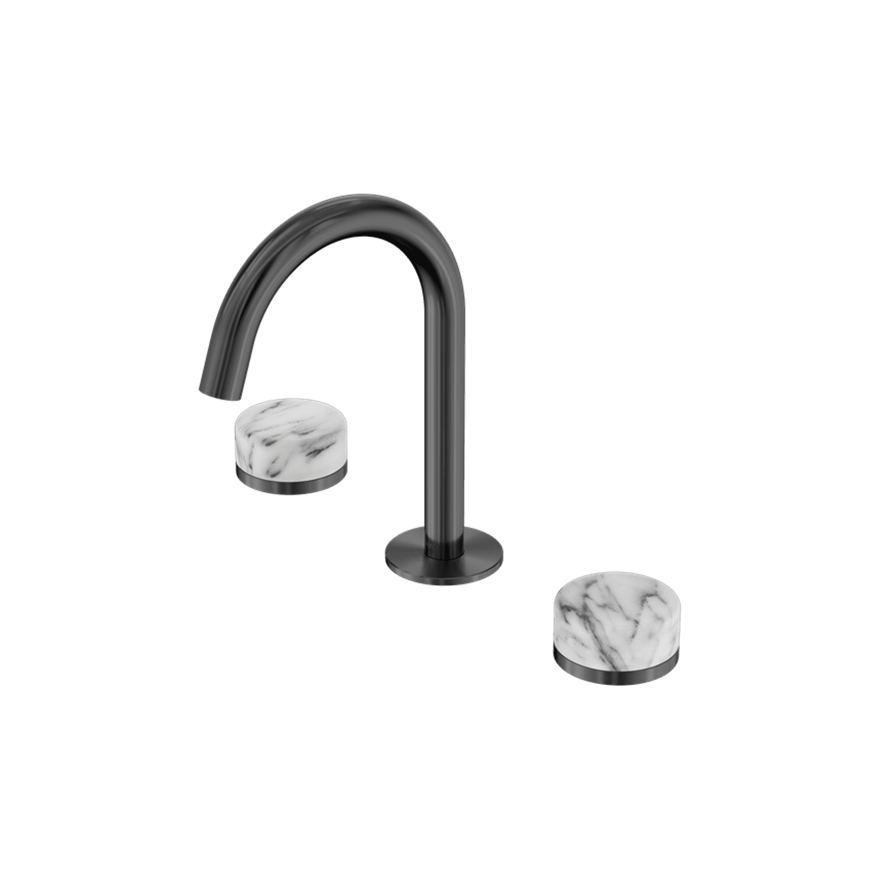Serenity Basin Set Arc Spout With Arabescato Corchia Handle Gun Metal