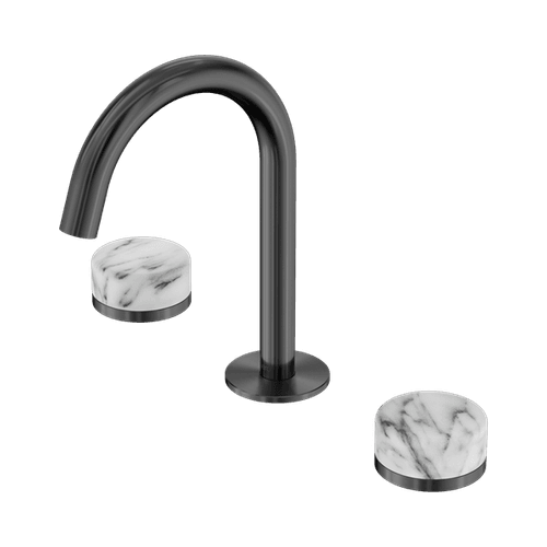 Serenity Basin Set Arc Spout With Arabescato Corchia Handle Gun Metal