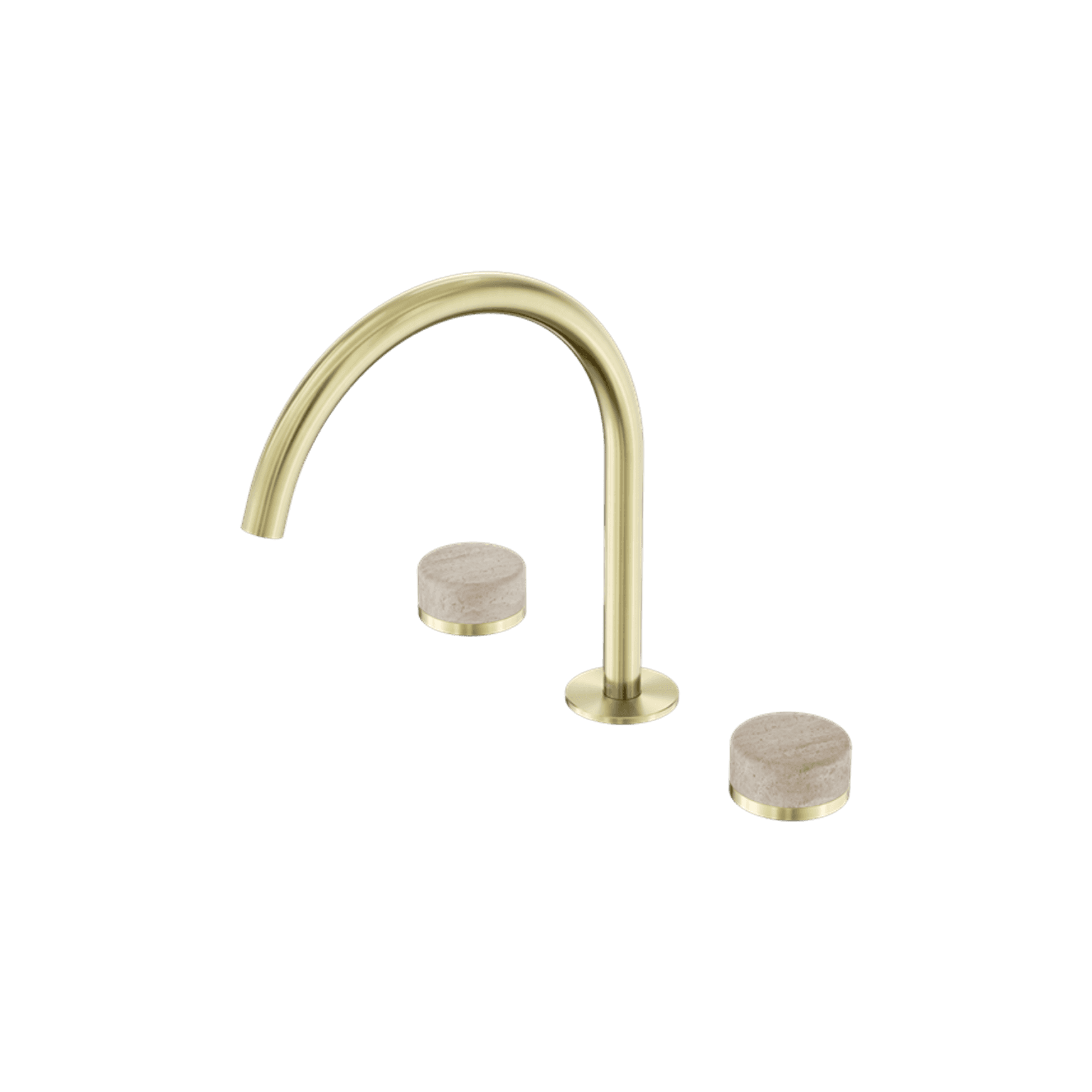 Serenity Bath/Kitchen Set Arc Spout With Rome Travertine Handle Brushed Gold