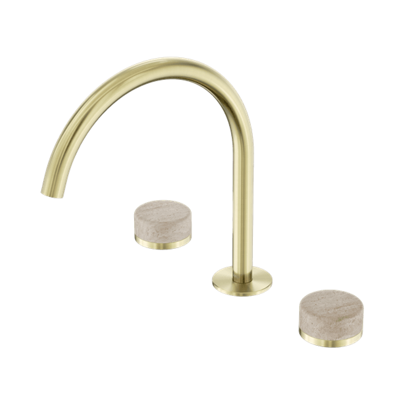 Serenity Bath/Kitchen Set Arc Spout With Rome Travertine Handle Brushed Gold