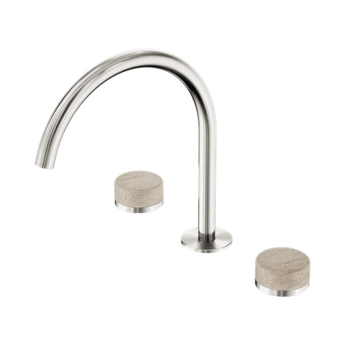 Serenity Bath/Kitchen Set Arc Spout With Rome Travertine Handle Brushed Nickel