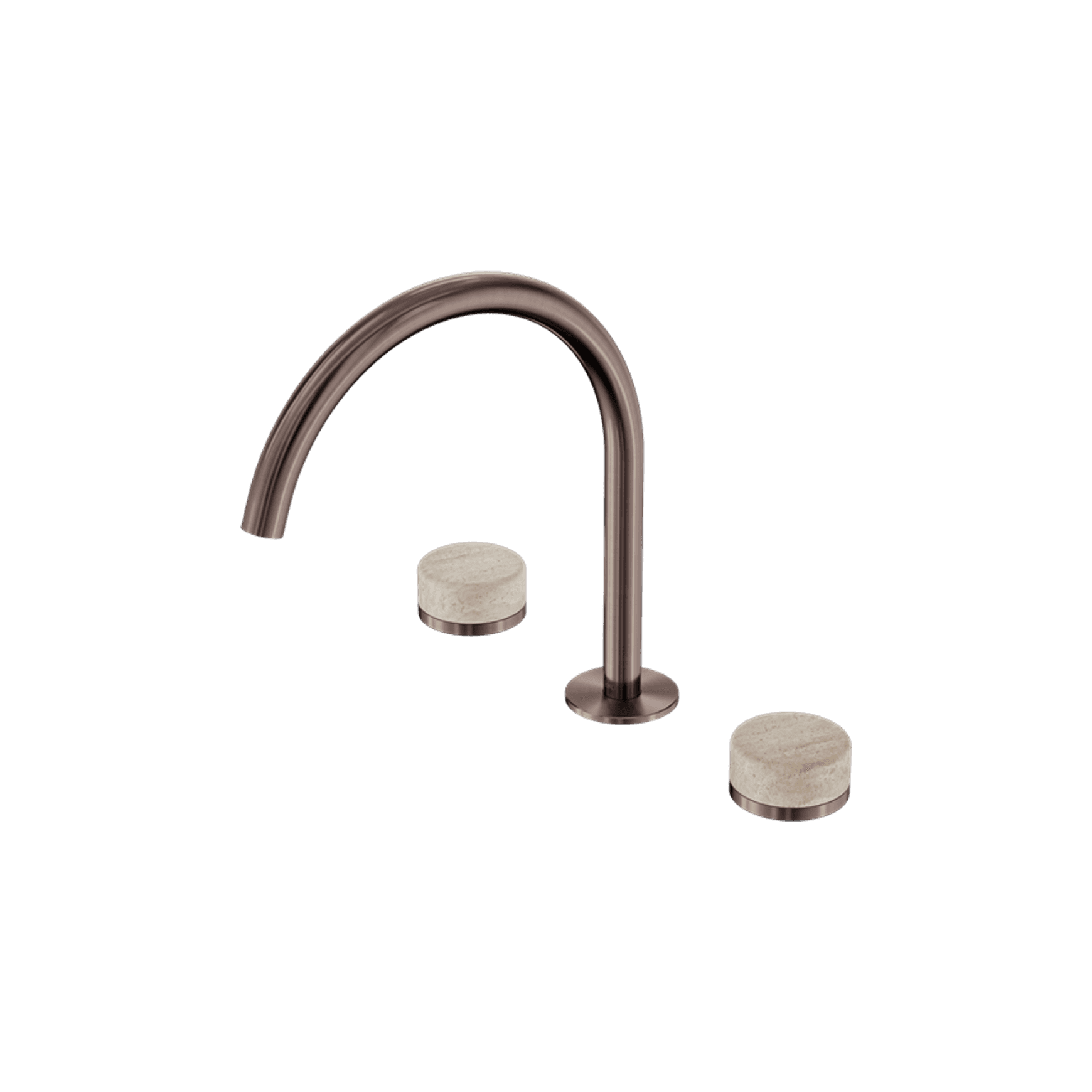 Serenity Bath/Kitchen Set Arc Spout With Rome Travertine Handle Brushed Bronze