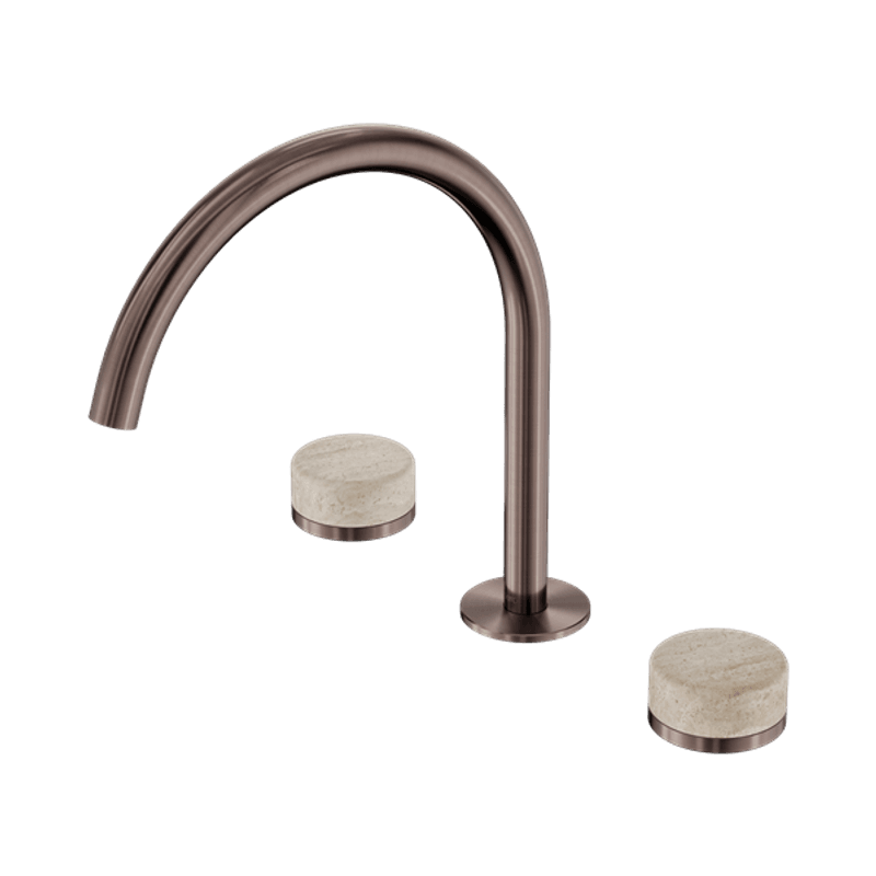 Serenity Bath/Kitchen Set Arc Spout With Rome Travertine Handle Brushed Bronze