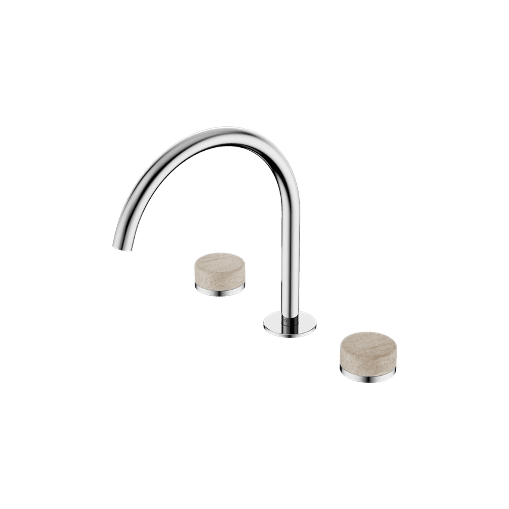 Serenity Bath/Kitchen Set Arc Spout With Rome Travertine Handle Chrome
