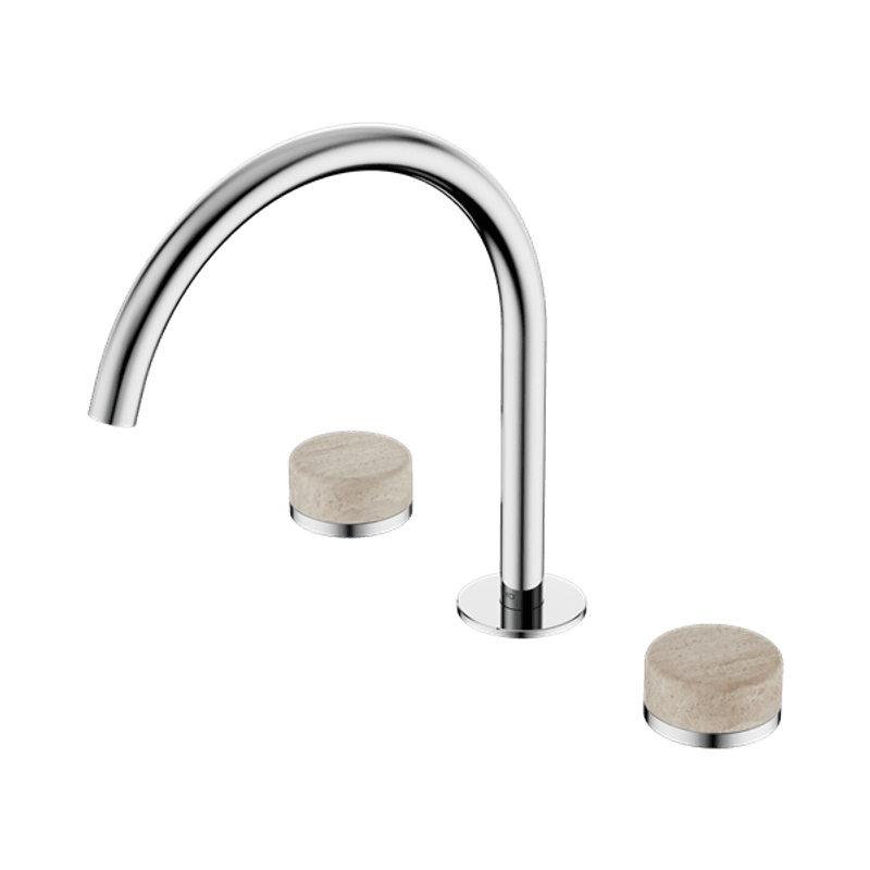 Serenity Bath/Kitchen Set Arc Spout With Rome Travertine Handle Chrome