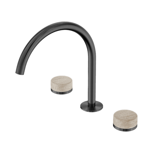 Serenity Bath/Kitchen Set Arc Spout With Rome Travertine Handle Gun Metal