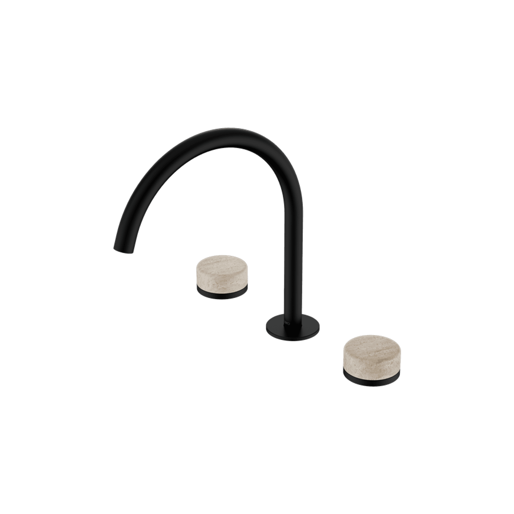 Serenity Bath/Kitchen Set Arc Spout With Rome Travertine Handle Matte Black
