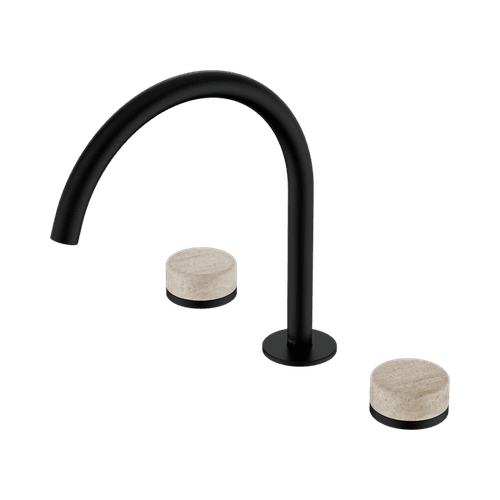 Serenity Bath/Kitchen Set Arc Spout With Rome Travertine Handle Matte Black