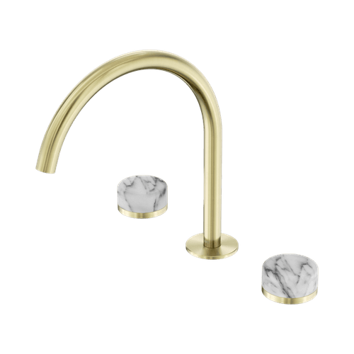 Serenity Bath/Kitchen Set Arc Spout With Arabescato Corchia Handle Brushed Gold