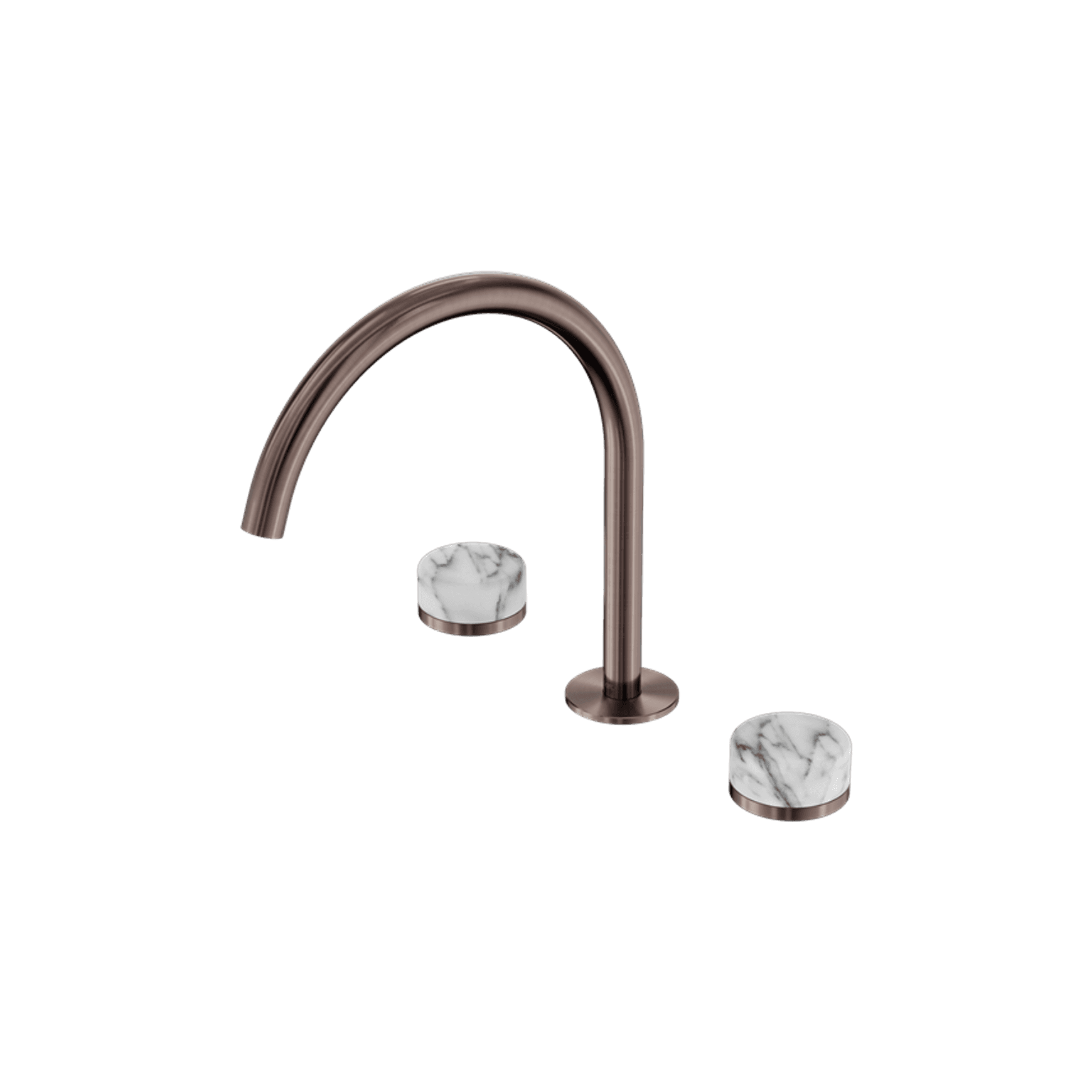 Serenity Bath/Kitchen Set Arc Spout With Arabescato Corchia Handle Brushed Bronze