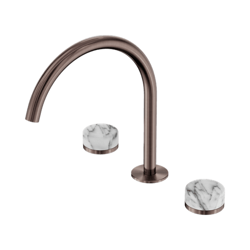 Serenity Bath/Kitchen Set Arc Spout With Arabescato Corchia Handle Brushed Bronze