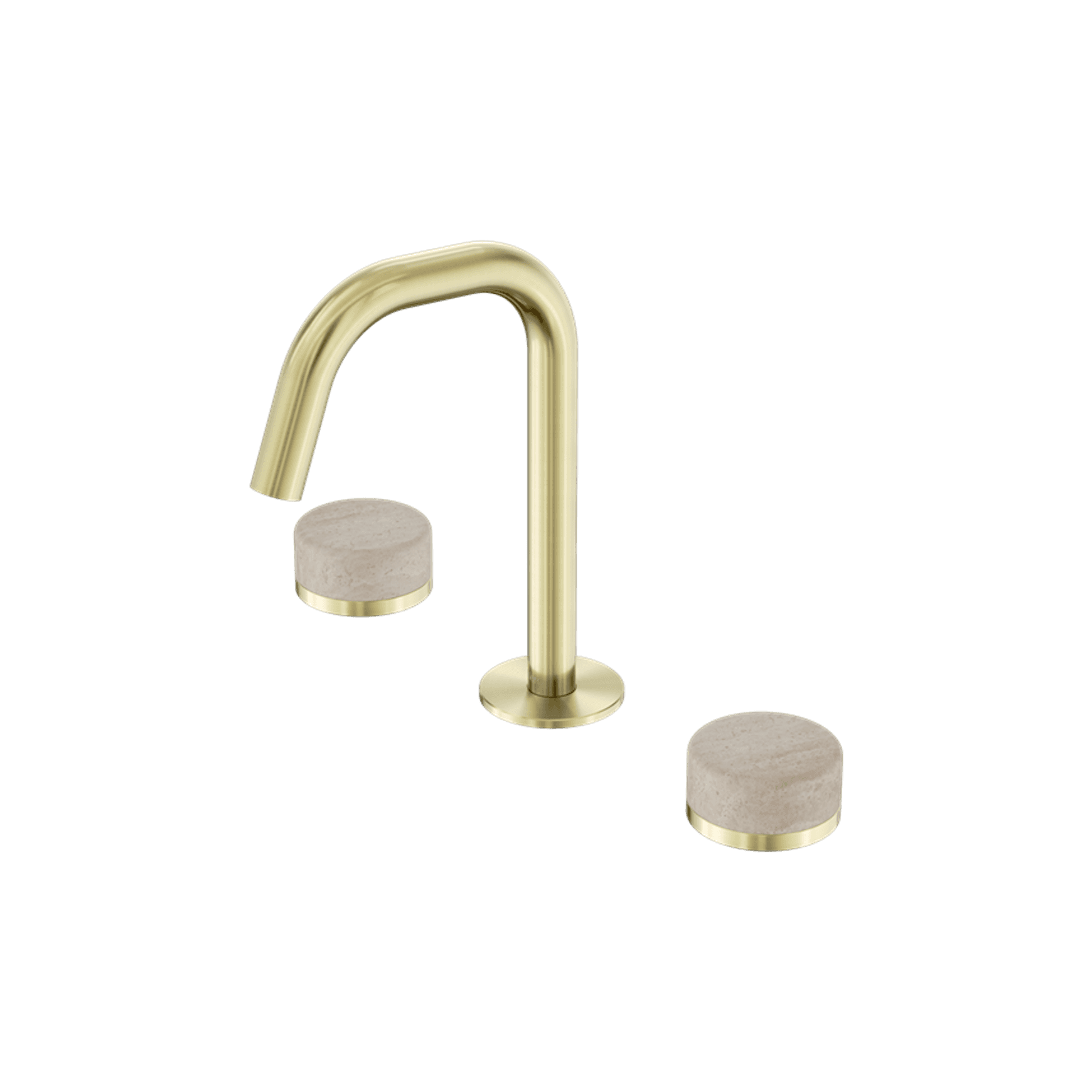 Serenity Basin Set Edge Spout With Rome Travertine Handle Brushed Gold