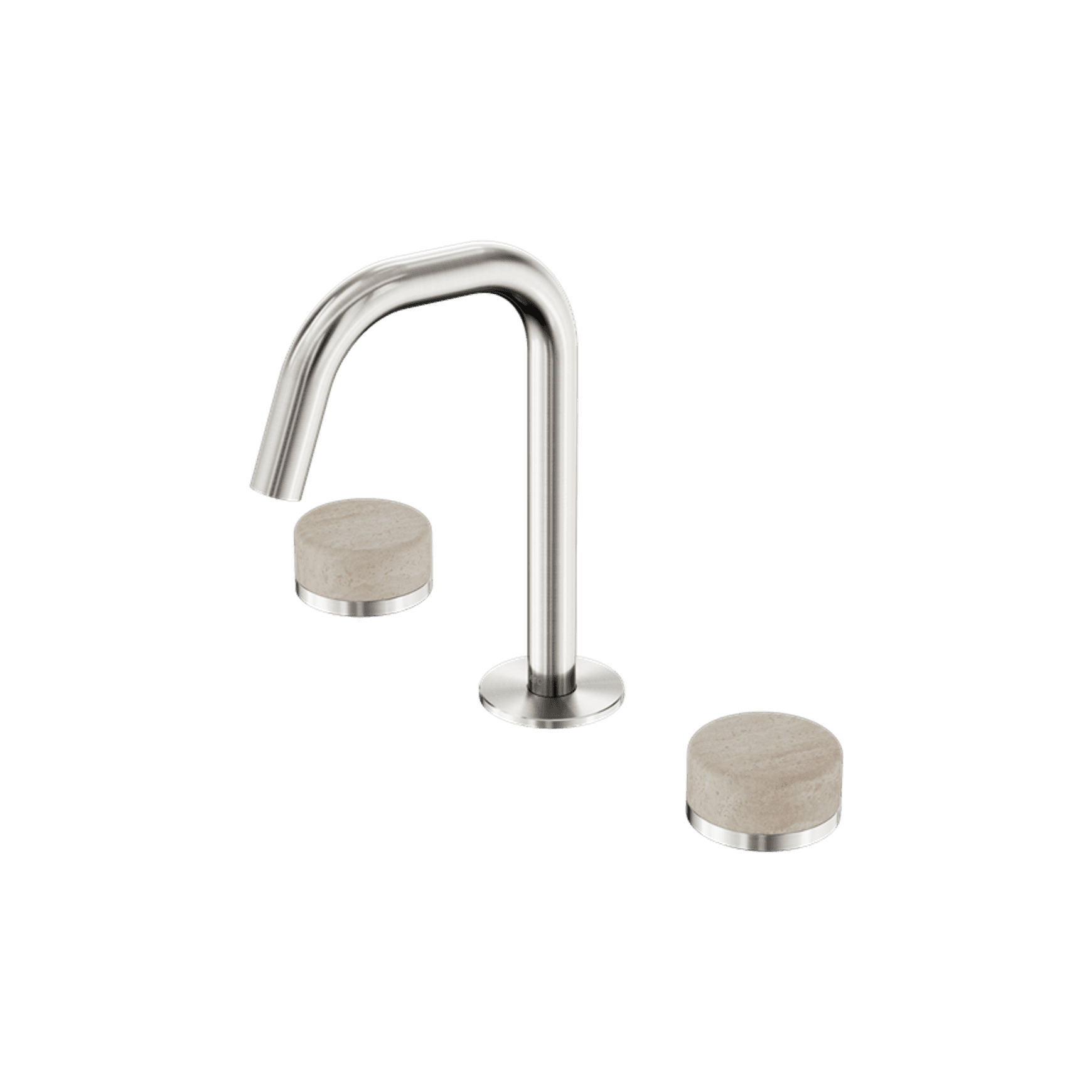 Serenity Basin Set Edge Spout With Rome Travertine Handle Brushed Nickel