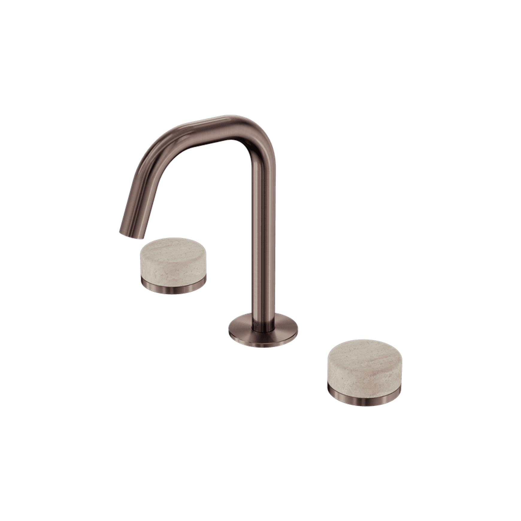 Serenity Basin Set Edge Spout With Rome Travertine Handle Brushed Bronze