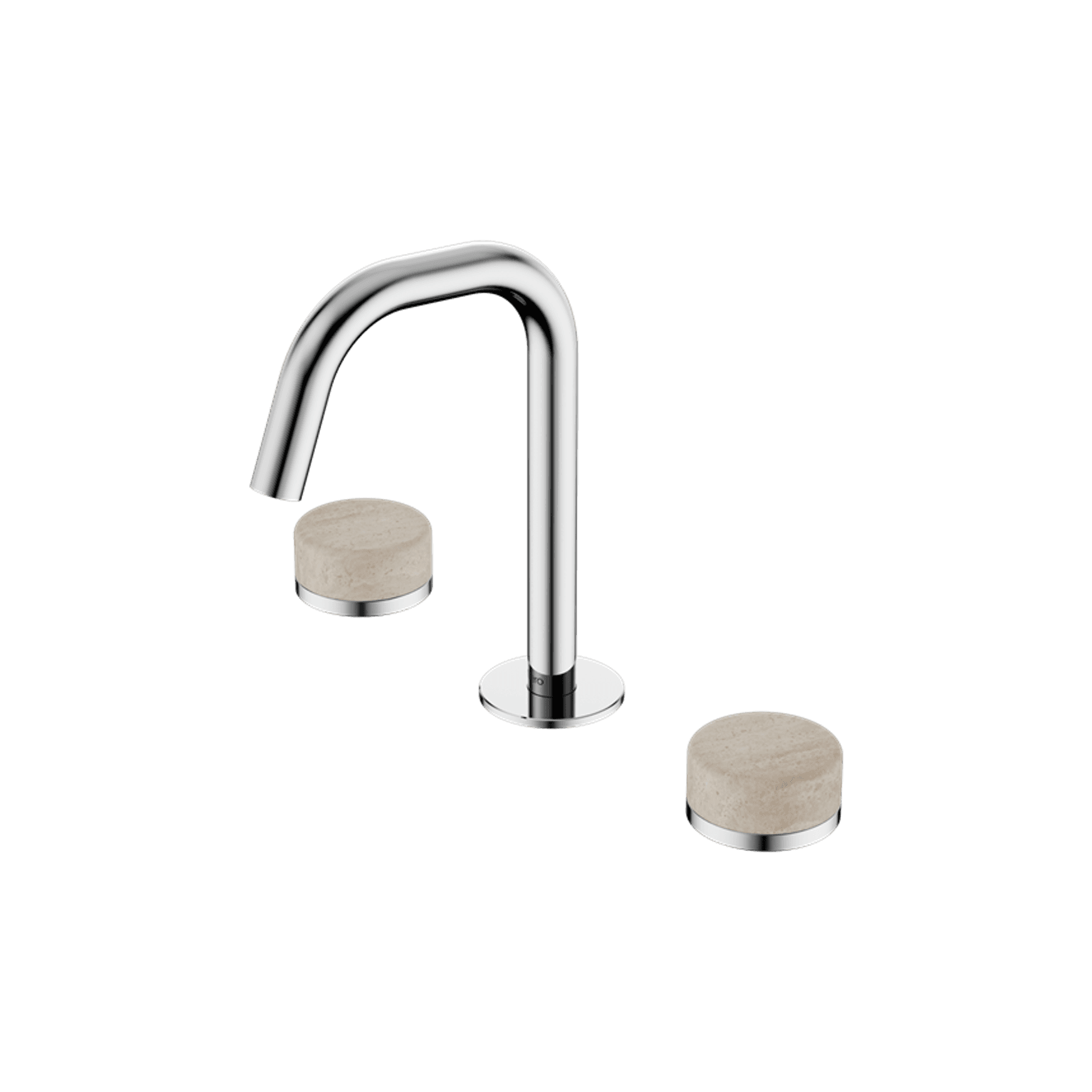Serenity Basin Set Edge Spout With Rome Travertine Handle Chrome