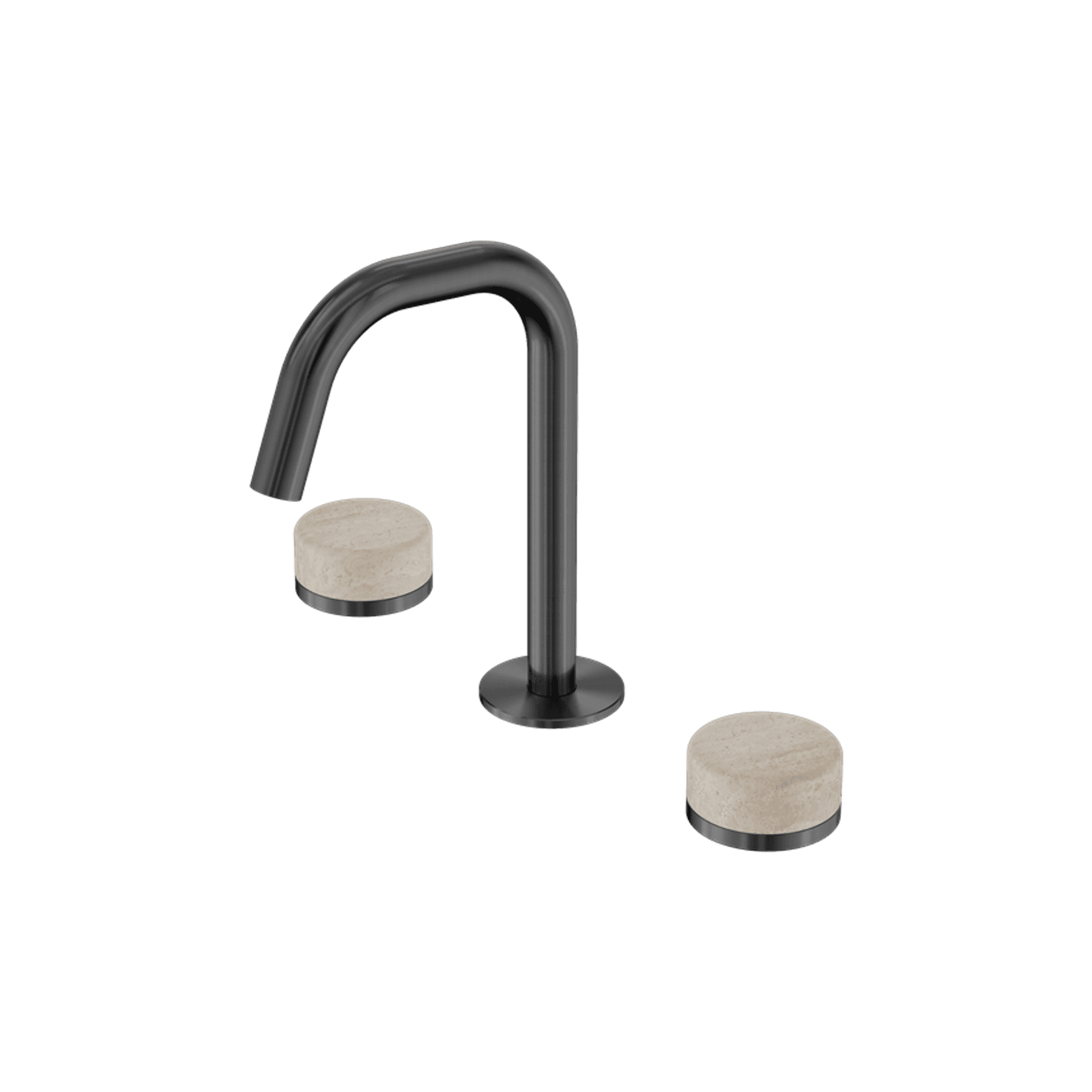 Serenity Basin Set Edge Spout With Rome Travertine Handle Gun Metal