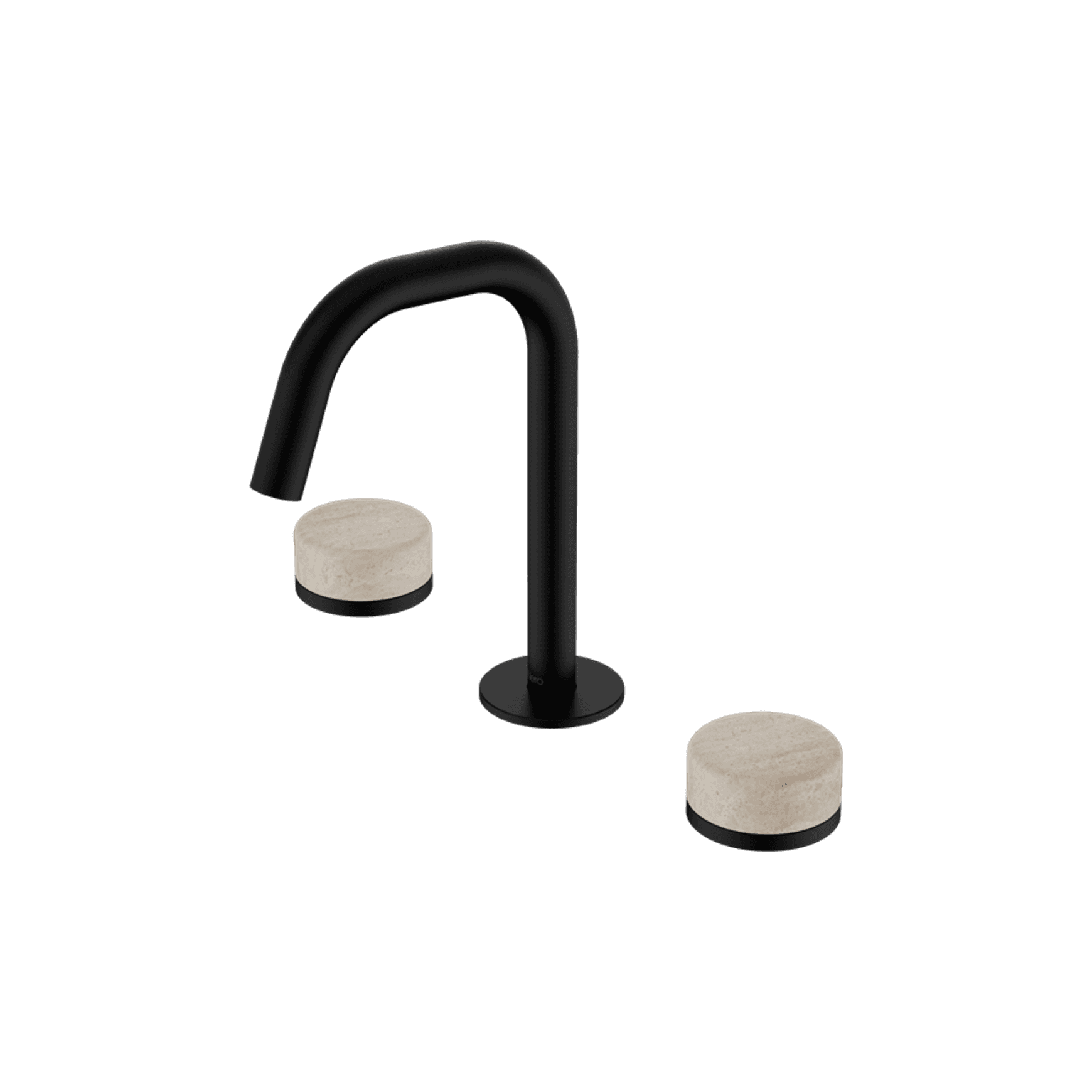 Serenity Basin Set Edge Spout With Rome Travertine Handle Matte Black