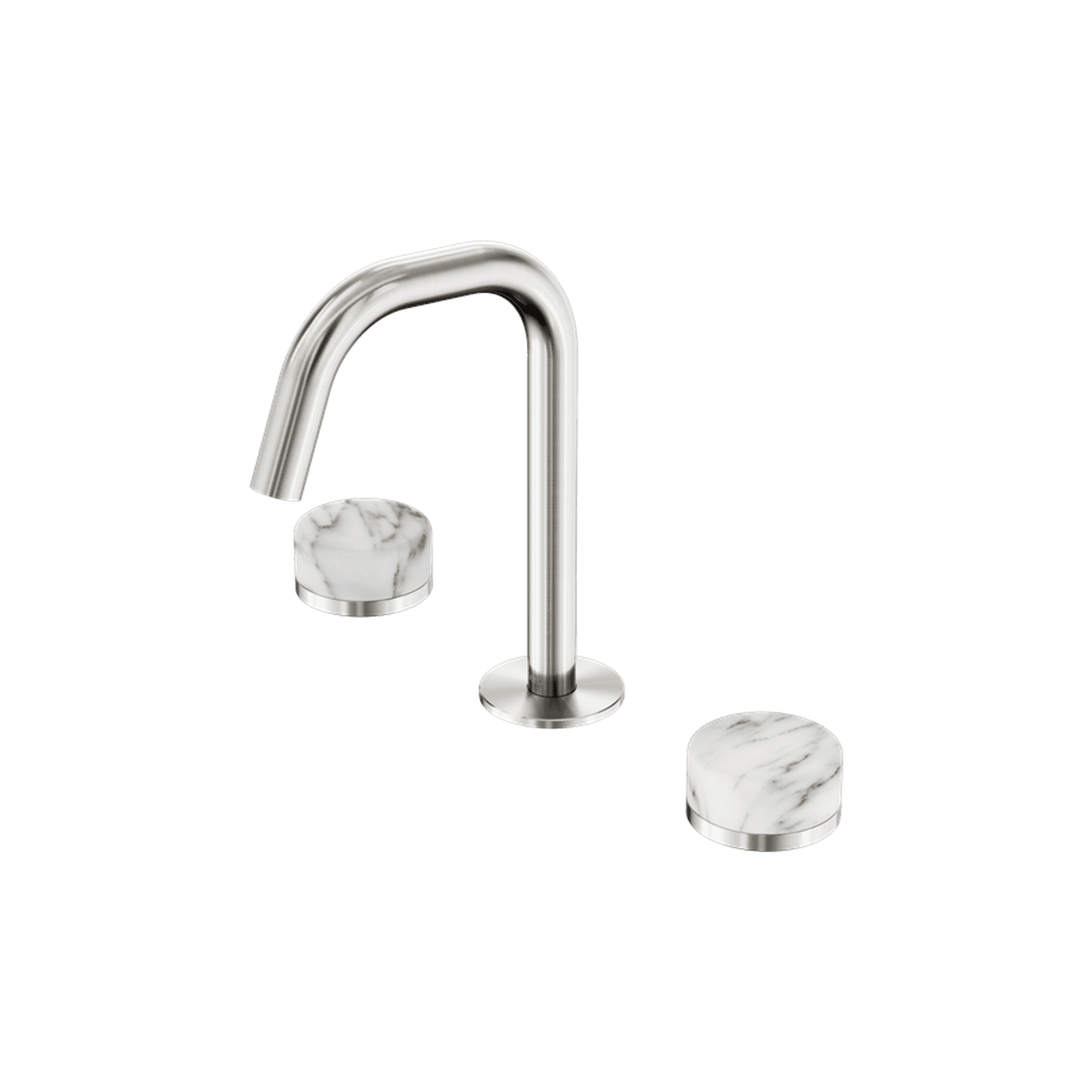 Serenity Basin Set Edge Spout With Arabescato Corchia Handle Brushed Nickel
