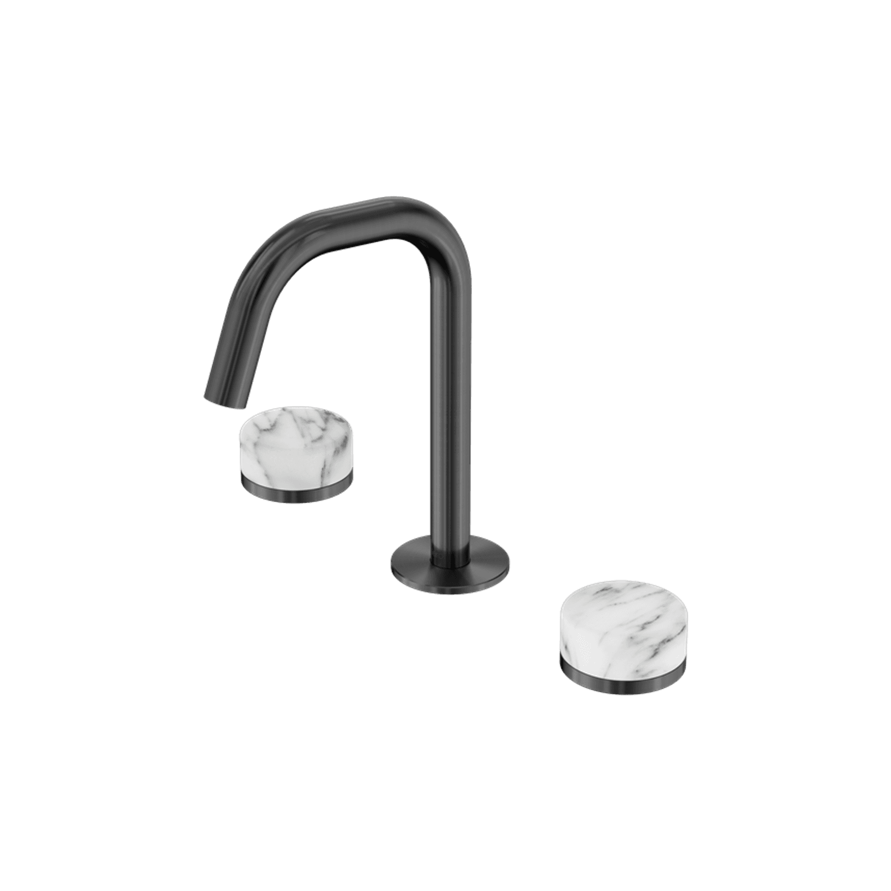 Serenity Basin Set Edge Spout With Arabescato Corchia Handle Gun Metal