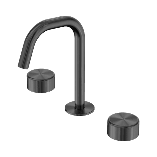 Serenity Basin Set Edge Spout With Metal Handle Gun Metal