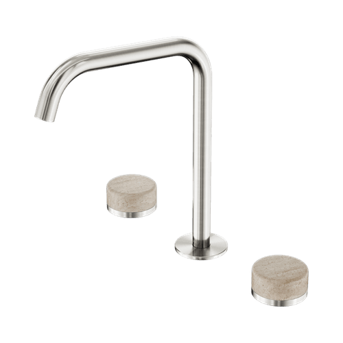 Serenity Bath/Kitchen Set Edge Spout With Rome Travertine Handle Brushed Nickel