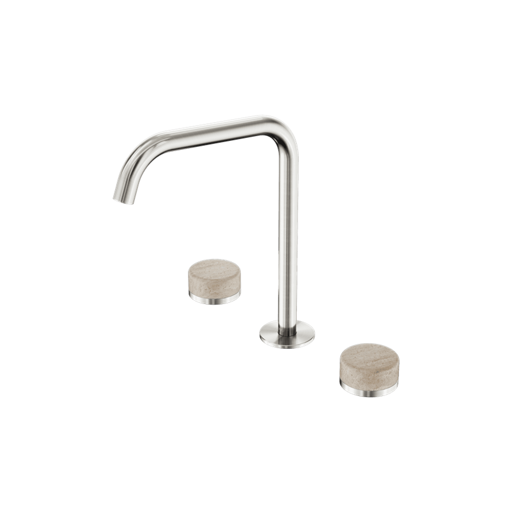 Serenity Bath/Kitchen Set Edge Spout With Rome Travertine Handle Brushed Nickel