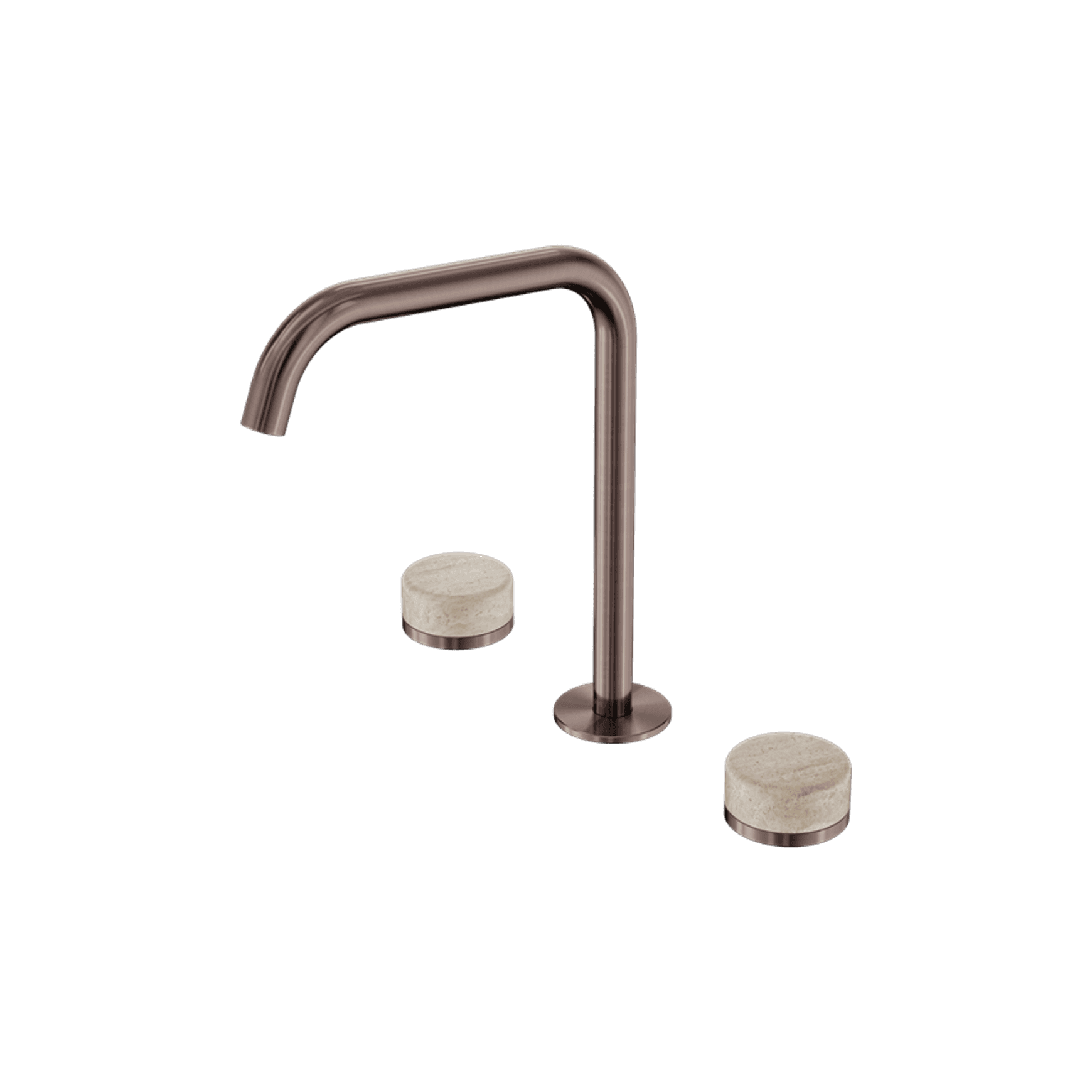 Serenity Bath/Kitchen Set Edge Spout With Rome Travertine Handle Brushed Bronze