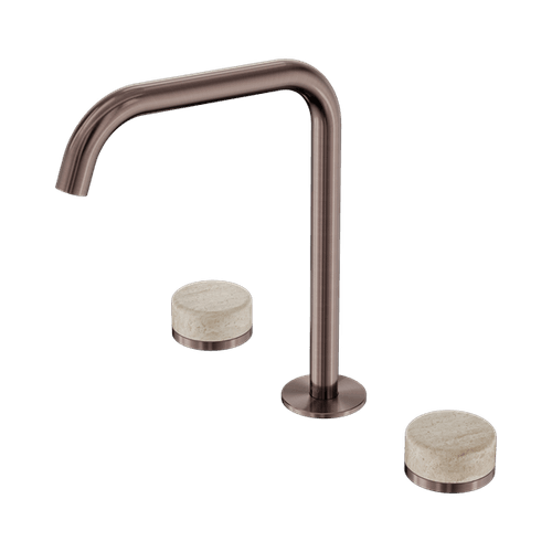 Serenity Bath/Kitchen Set Edge Spout With Rome Travertine Handle Brushed Bronze