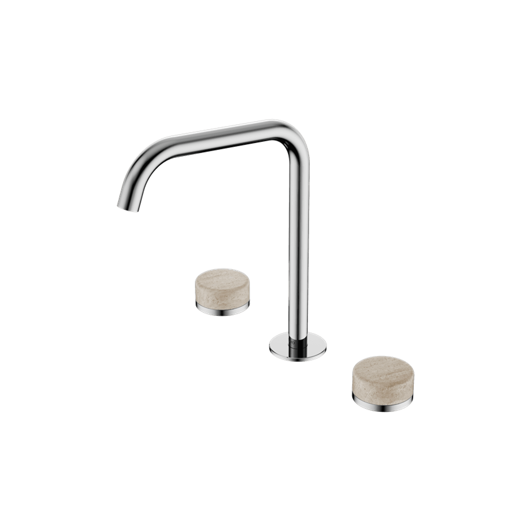 Serenity Bath/Kitchen Set Edge Spout With Rome Travertine Handle Chrome