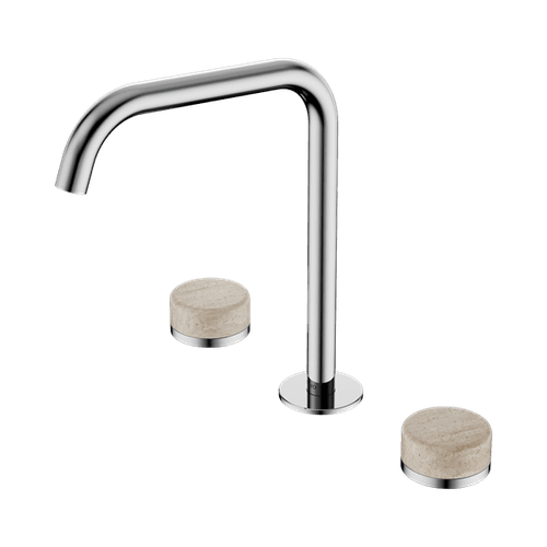 Serenity Bath/Kitchen Set Edge Spout With Rome Travertine Handle Chrome