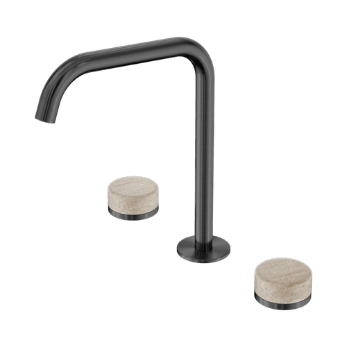 Serenity Bath/Kitchen Set Edge Spout With Rome Travertine Handle Gun Metal