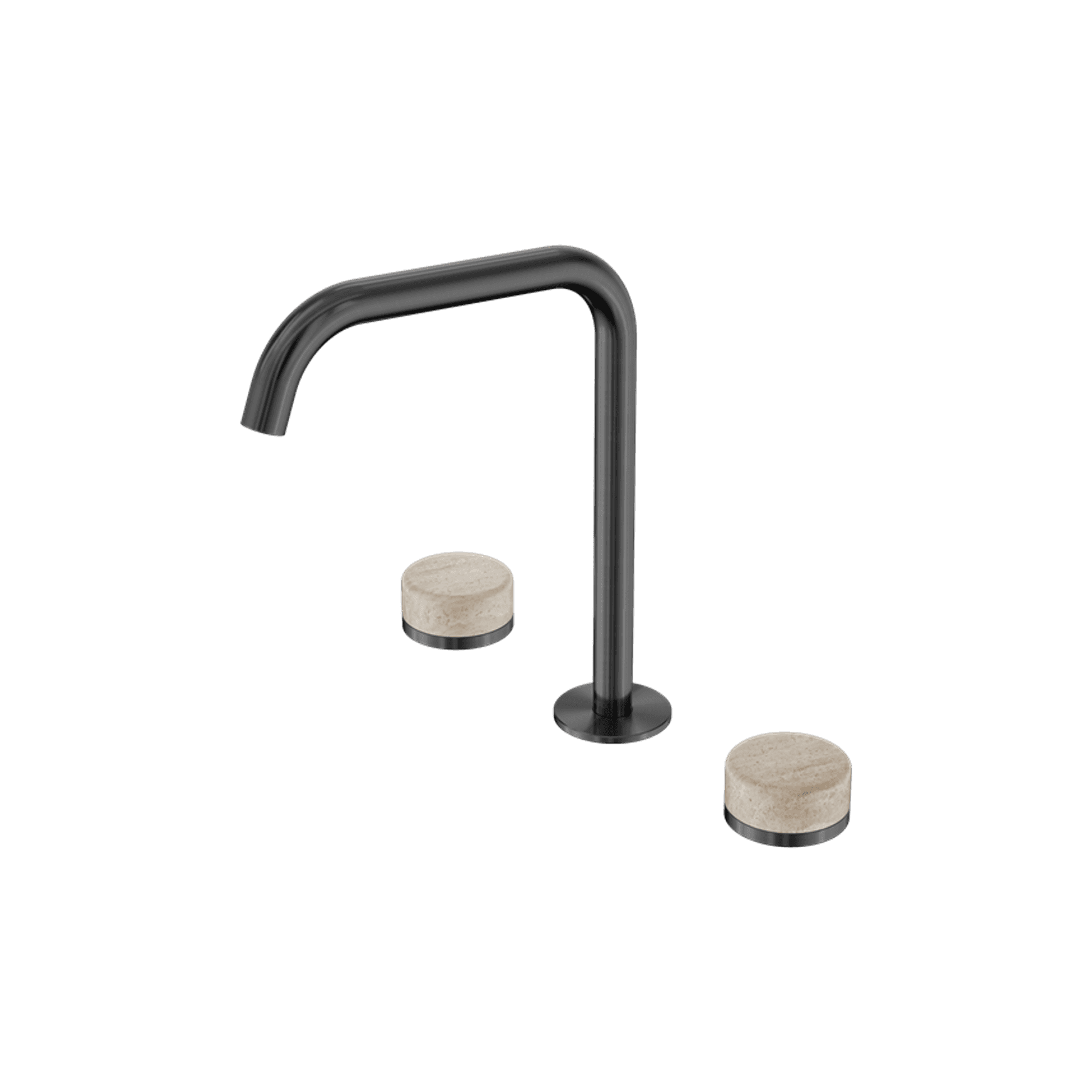 Serenity Bath/Kitchen Set Edge Spout With Rome Travertine Handle Gun Metal