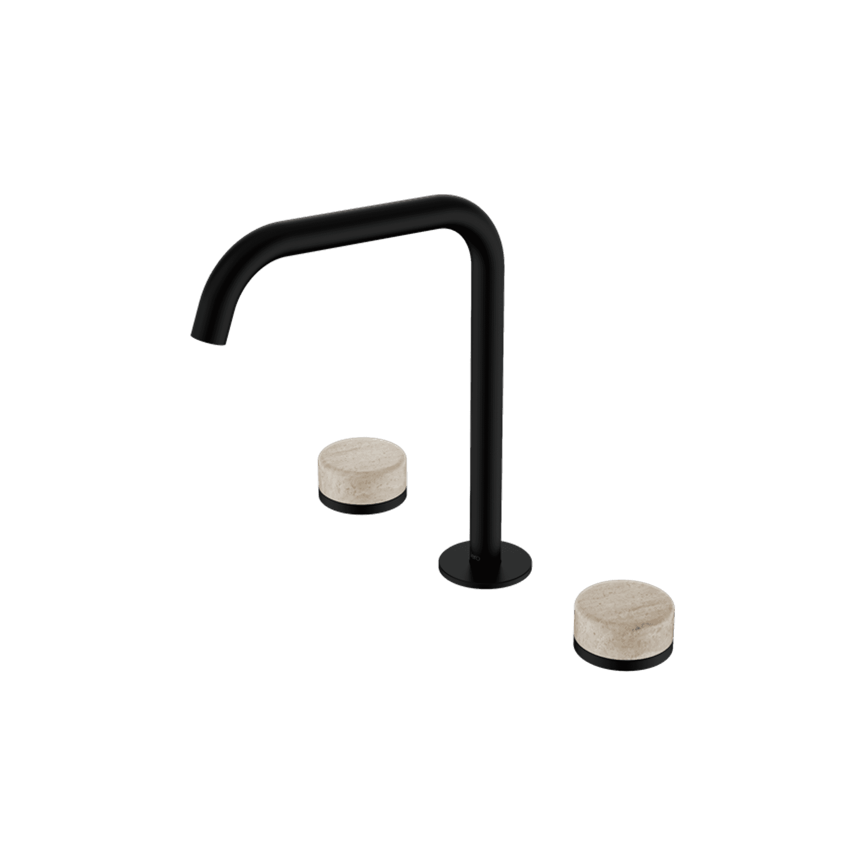 Serenity Bath/Kitchen Set Edge Spout With Rome Travertine Handle Matte Black