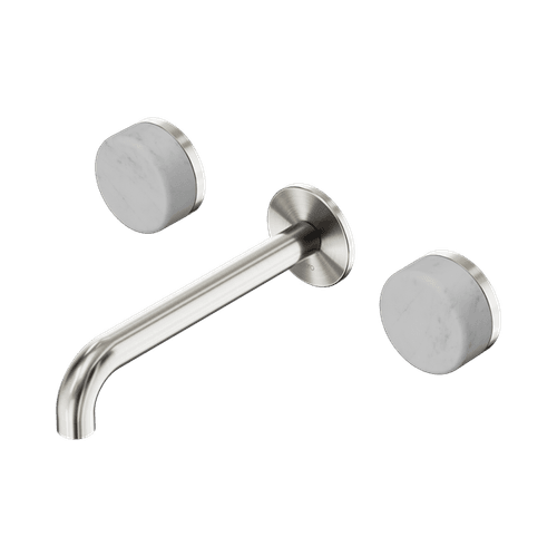 Serenity Wall Basin Set 220mm Spout With Carrara Handle Brushed Nickel