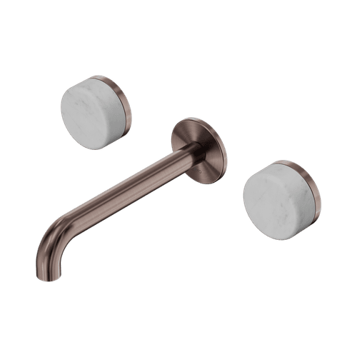 Serenity Wall Basin Set 185mm Spout With Carrara Handle Brushed Bronze