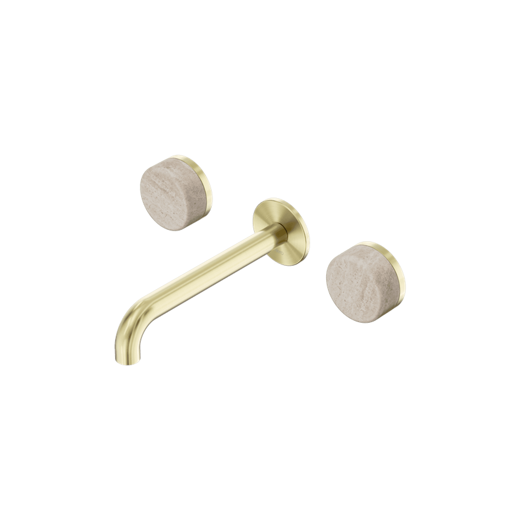 Serenity Wall Basin Set 185mm Spout With Rome Travertine Handle Brushed Gold