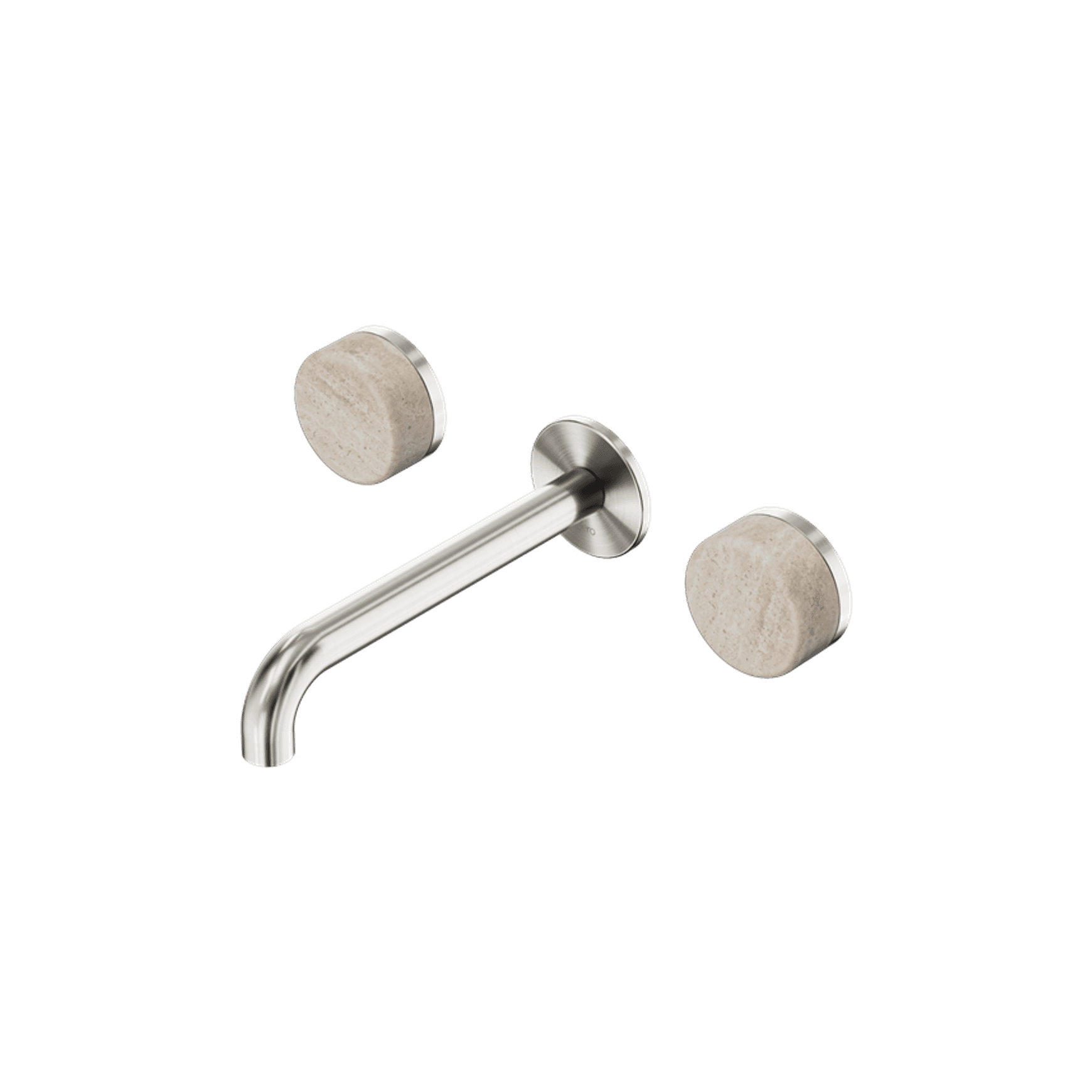Serenity Wall Basin Set 160mm Spout With Rome Travertine Handle Brushed Nickel