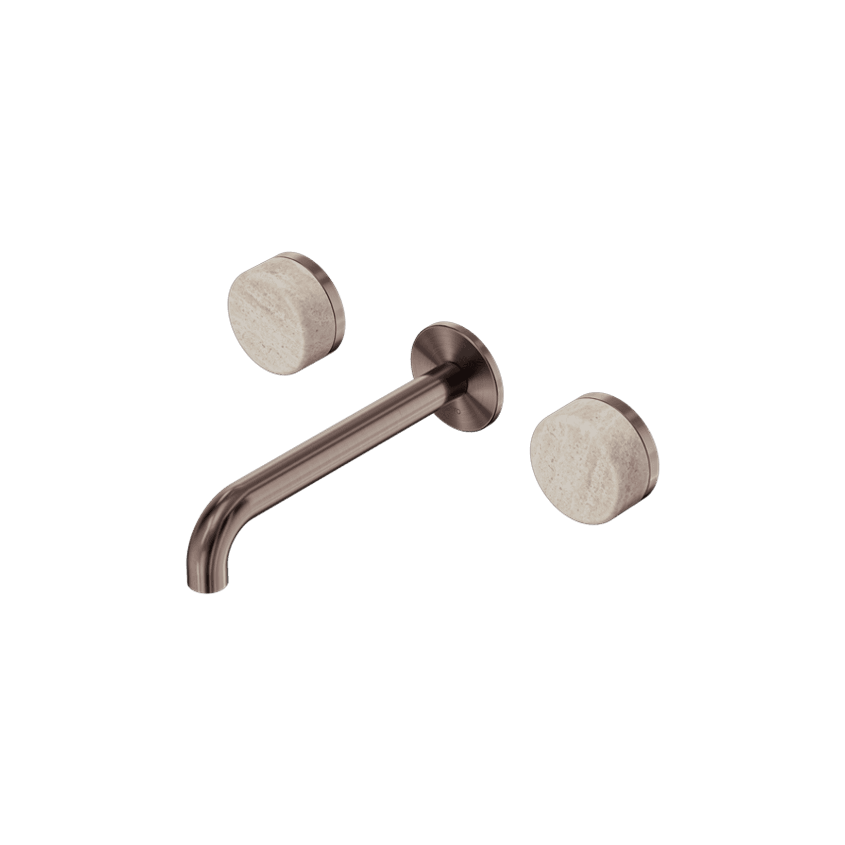 Serenity Wall Basin Set 160mm Spout With Rome Travertine Handle Brushed Bronze