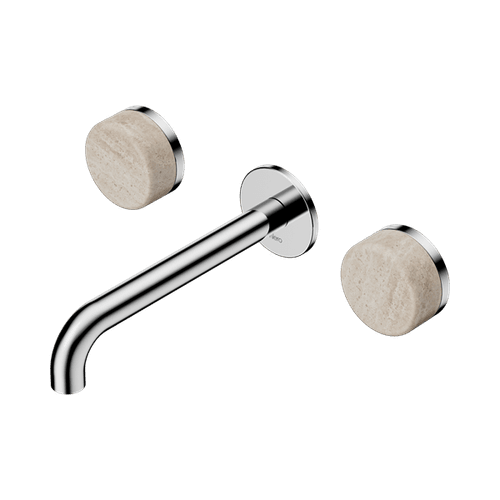 Serenity Wall Basin Set 185mm Spout With Rome Travertine Handle Chrome