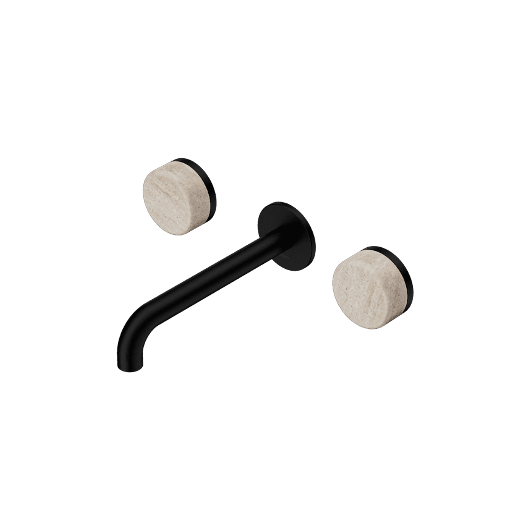 Serenity Wall Basin Set 185mm Spout With Rome Travertine Handle Matte Black