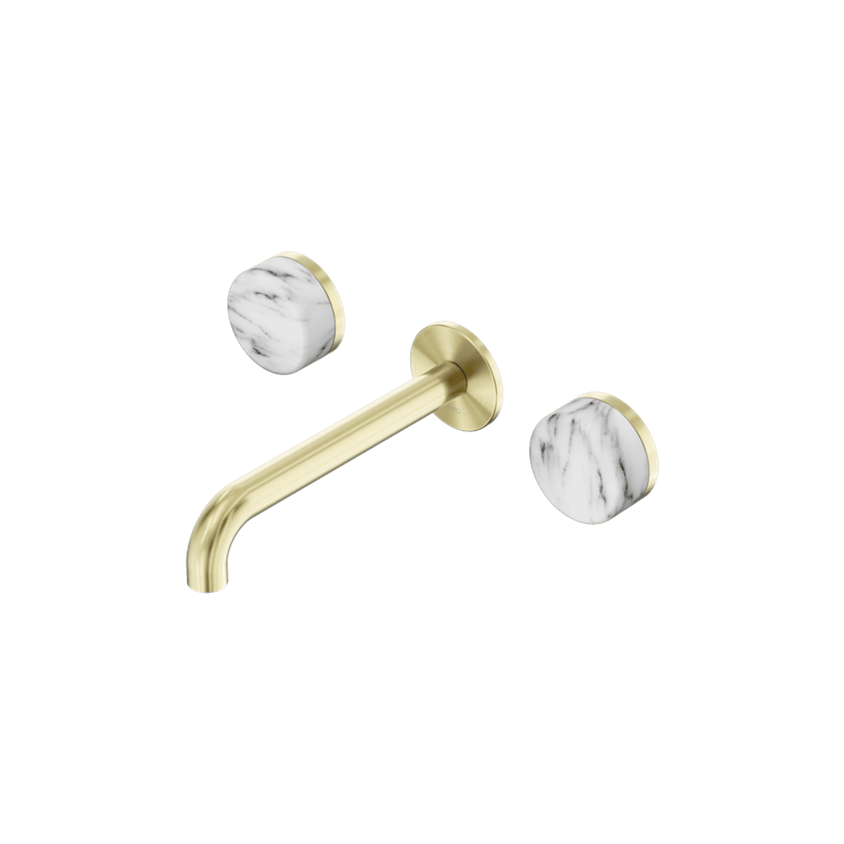 Serenity Wall Basin Set 160mm Spout With Arabescato Corchia Handle Brushed Gold