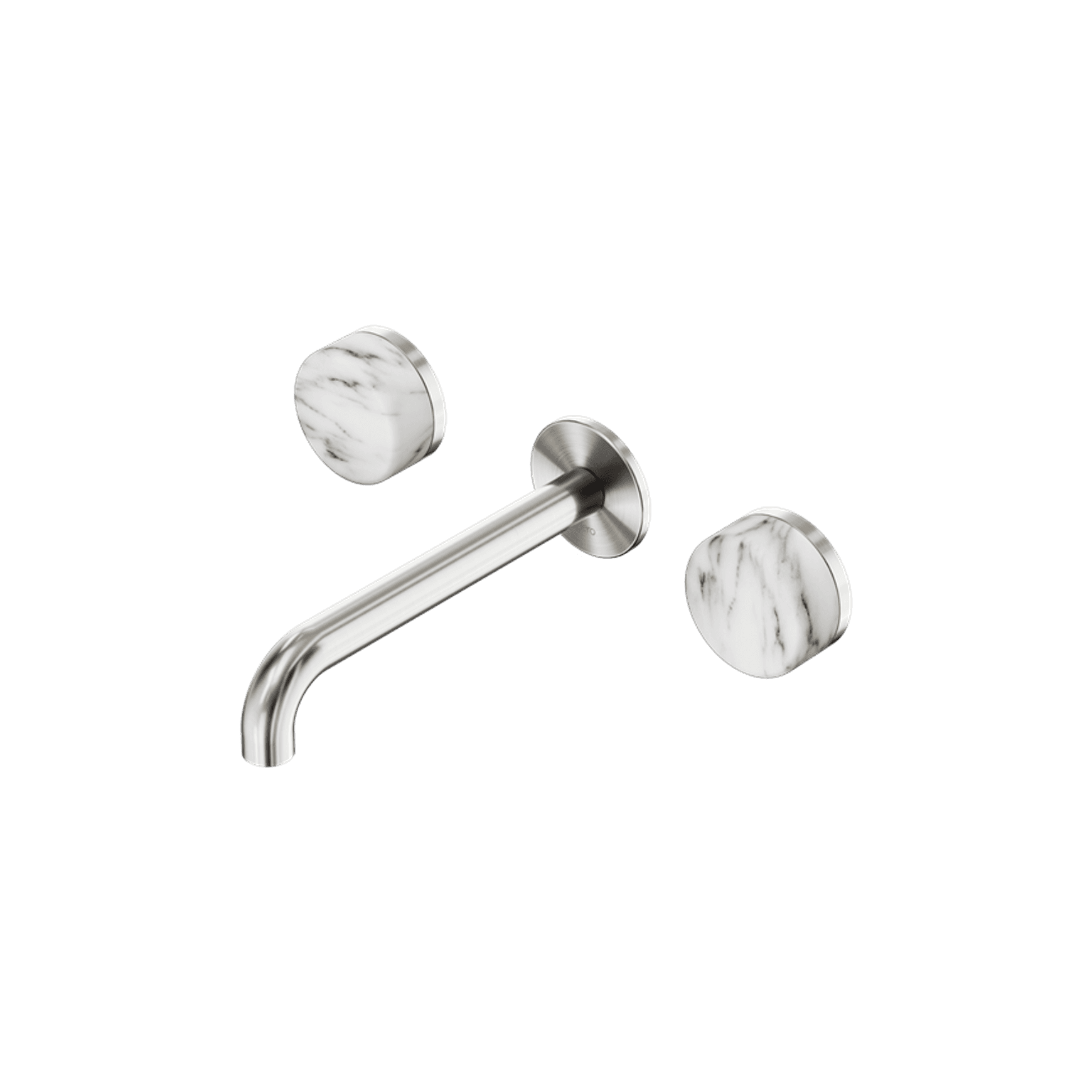 Serenity Wall Basin Set 185mm Spout With Arabescato Corchia Handle Brushed Nickel