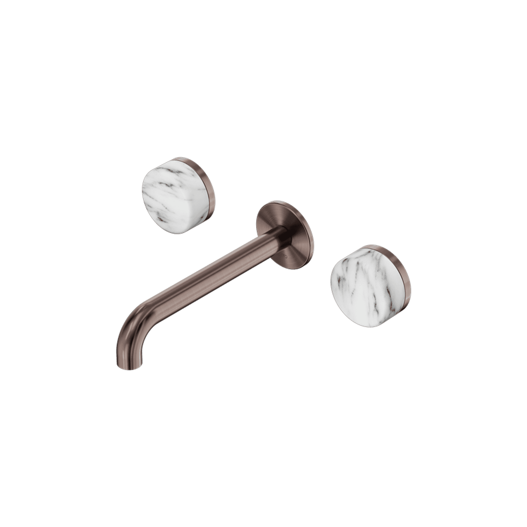 Serenity Wall Basin Set 160mm Spout With Arabescato Corchia Handle Brushed Bronze