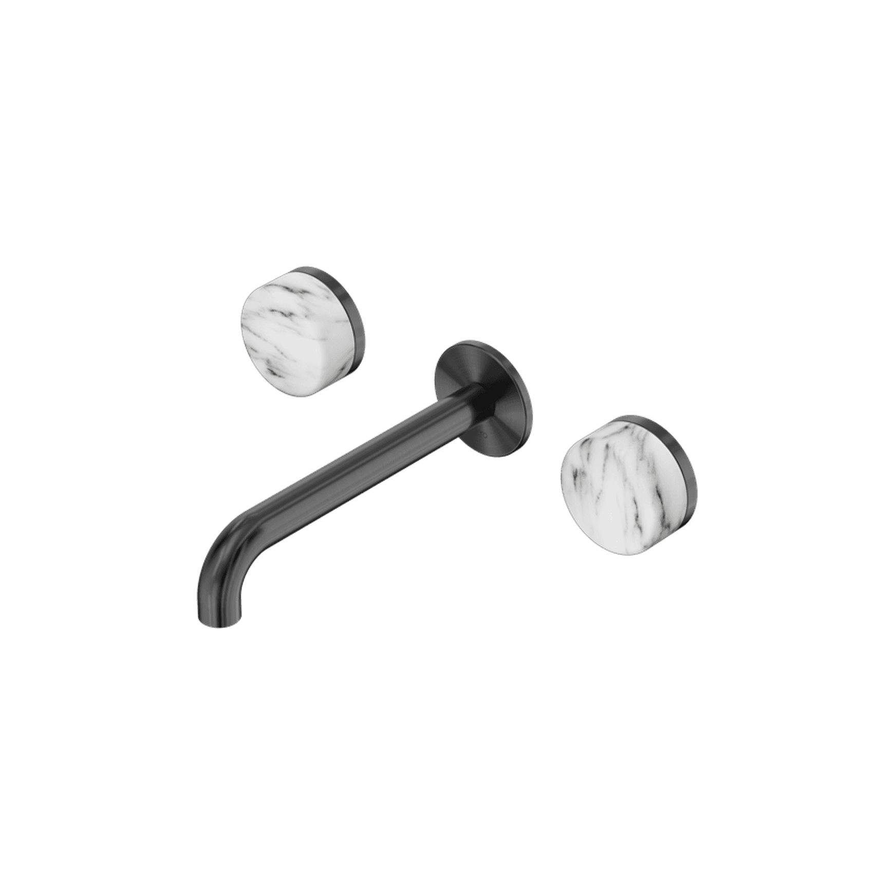 Serenity Wall Basin Set 185mm Spout With Arabescato Corchia Handle Gun Metal