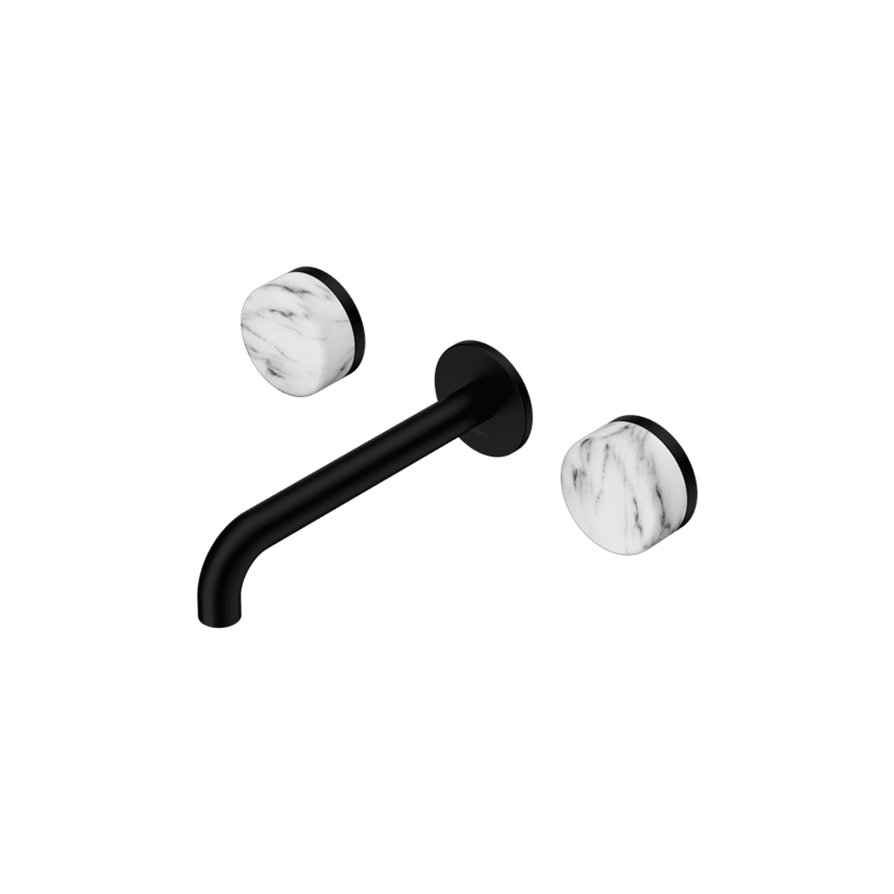 Serenity Wall Basin Set 185mm Spout With Arabescato Corchia Handle Matte Black