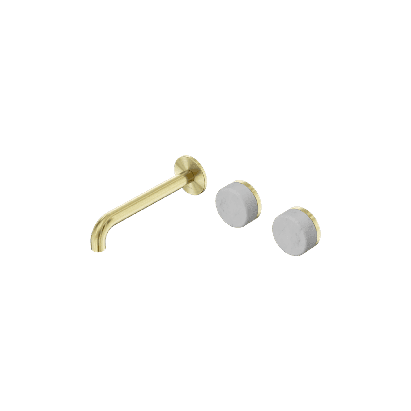 Serenity Wall Basin Set 220mm Offset Spout With Carrara Handle Brushed Gold