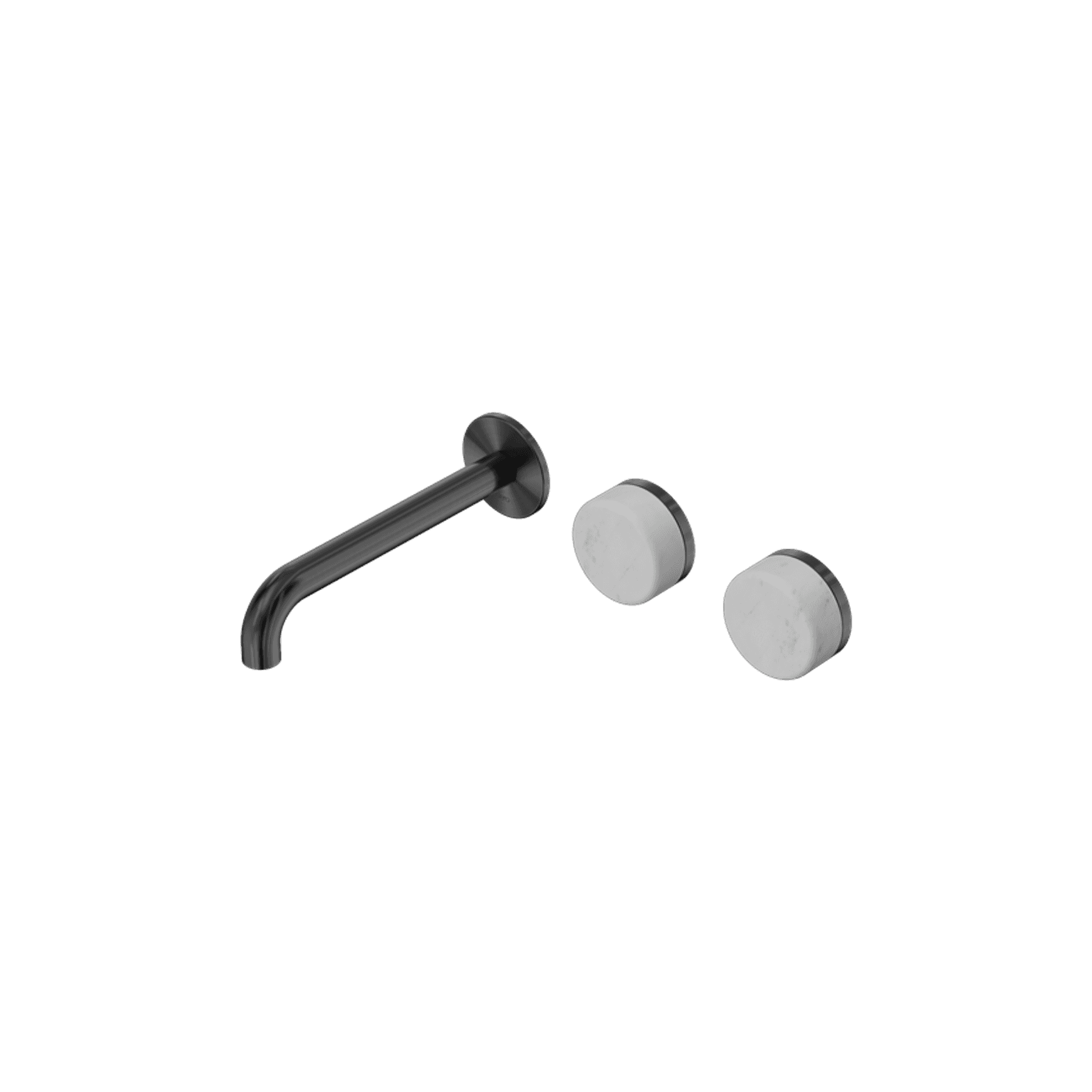 Serenity Wall Basin Set 220mm Offset Spout With Carrara Handle Gun Metal