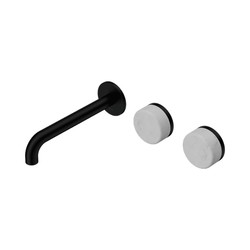 Serenity Wall Basin Set 220mm Offset Spout With Carrara Handle Matte Black