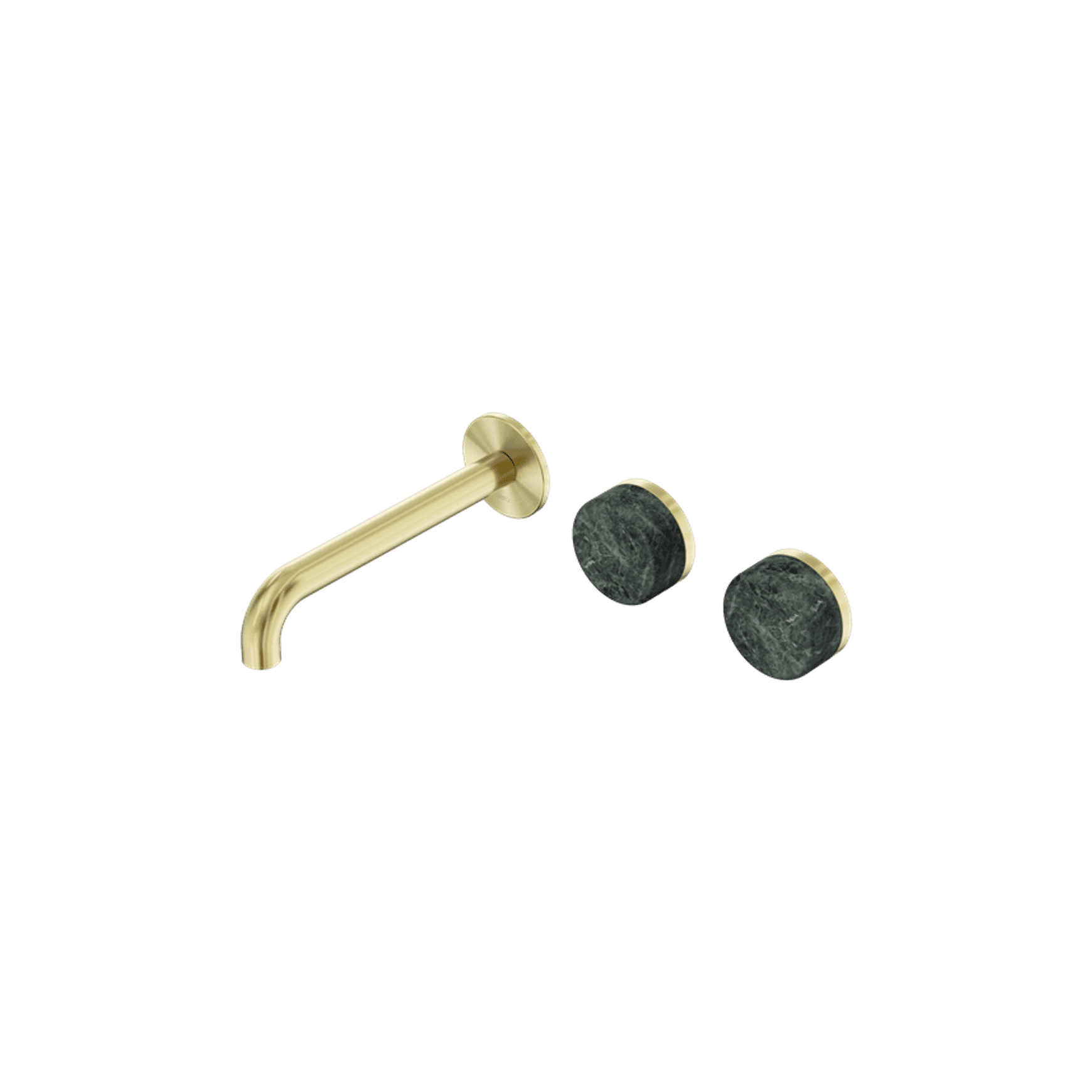 Serenity Wall Basin Set 185mm Offset Spout With Verde Alpi Handle Brushed Gold